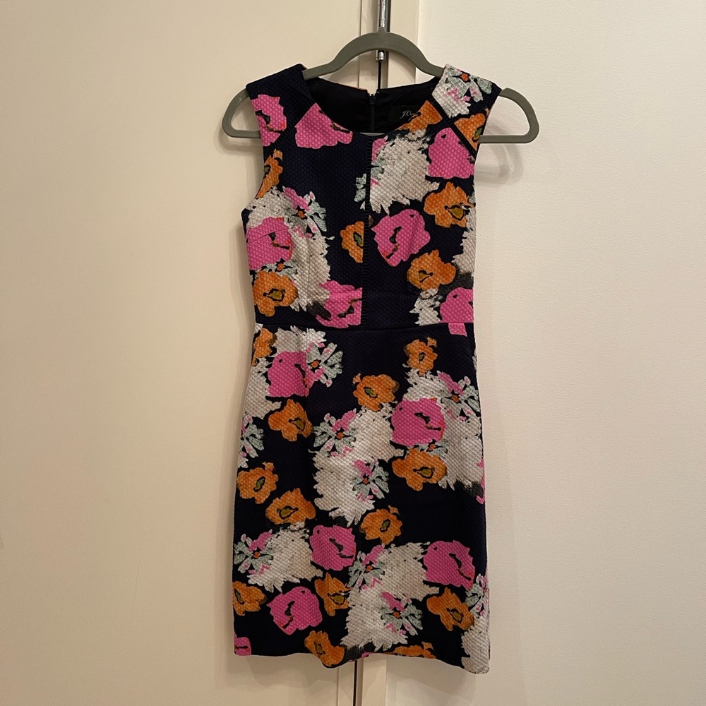 J. Crew Navy Floral Sleeveless Dress P00